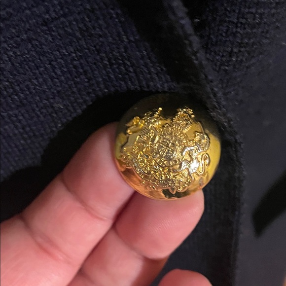 Ralph Lauren Navy Double-Breasted Sweater with Gold Buttons and Crest - Picture 3 of 5
